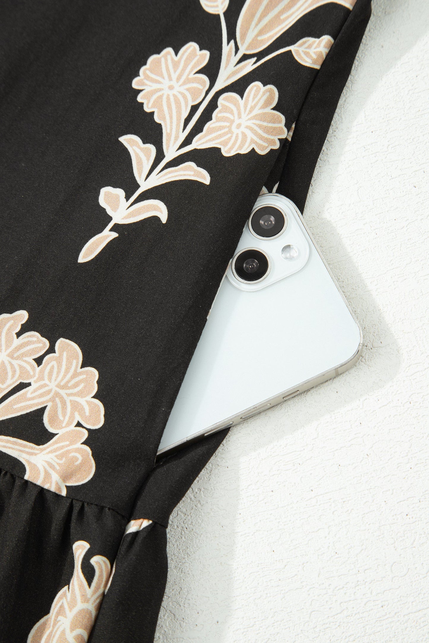 Floral Frilled V-Neck Puff Sleeve Mini Dress