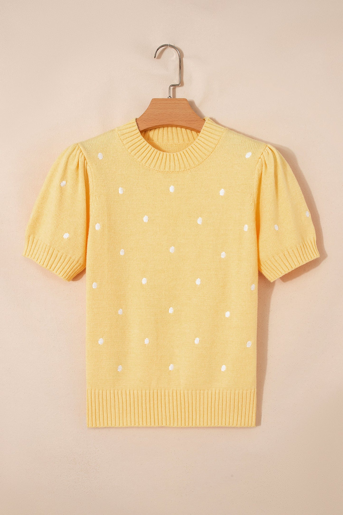 Polka Dot Bubble Short Sleeve Sweater