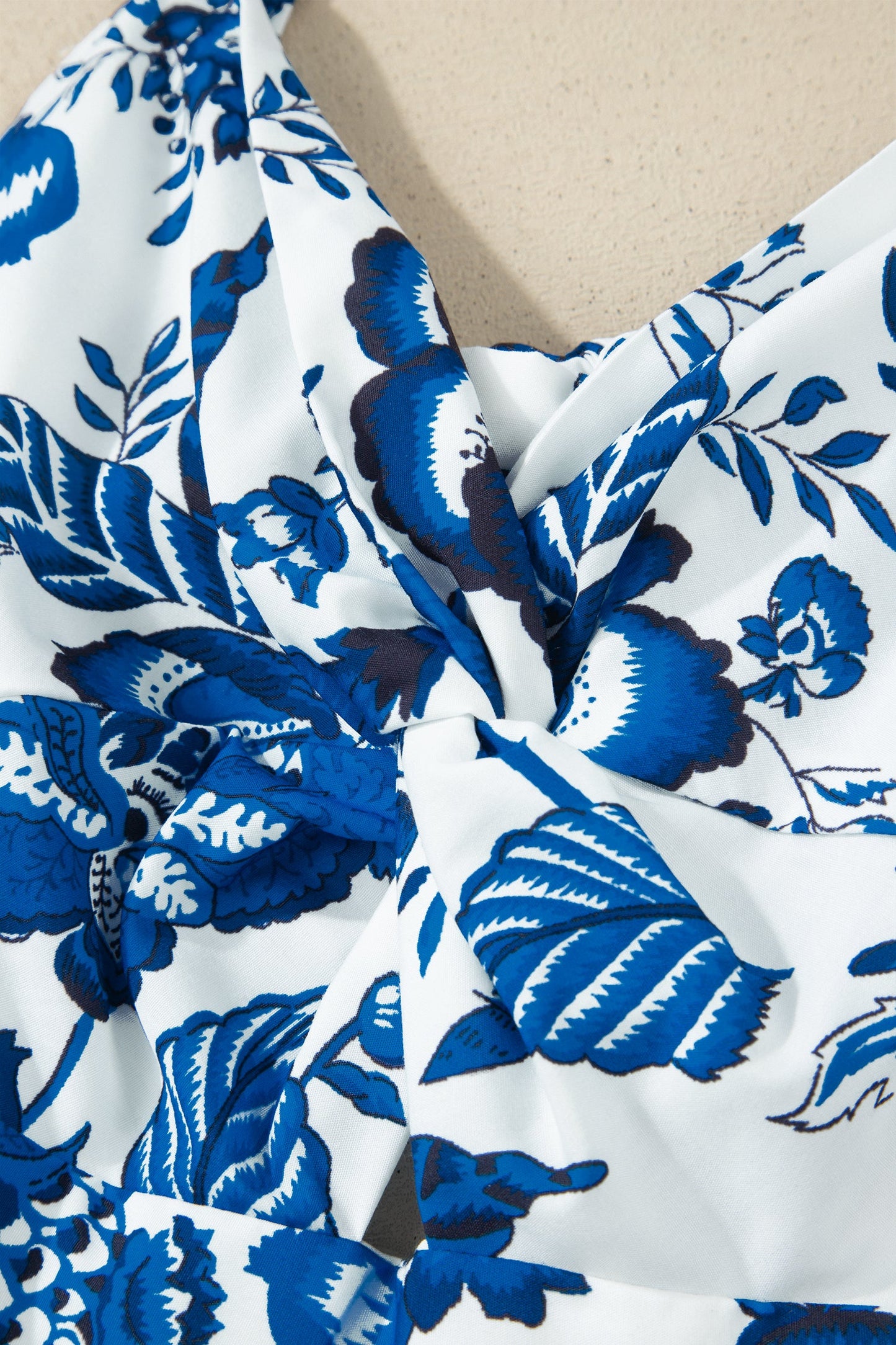 Floral Twisted Bust Spaghetti Strap Backless Maxi Dress