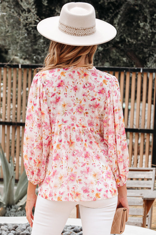Sienna Floral Tassel Tie Tunic Blouse