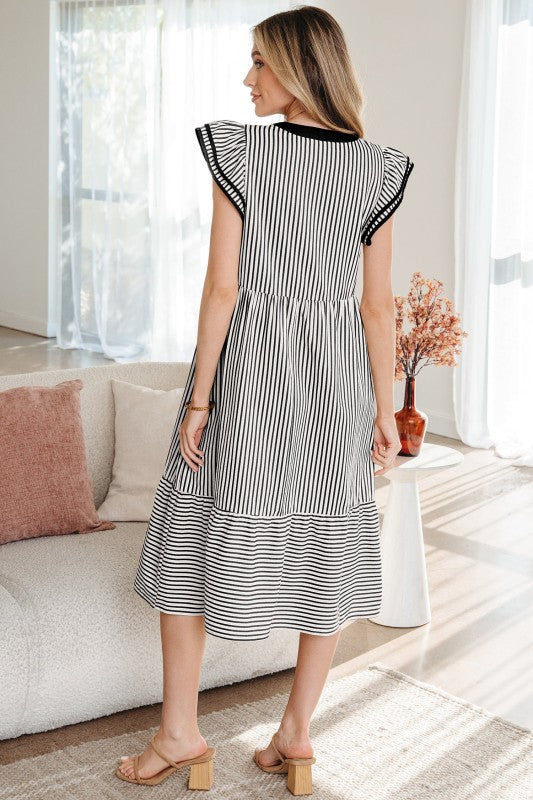 Opal Contrast Trim Midi Dress