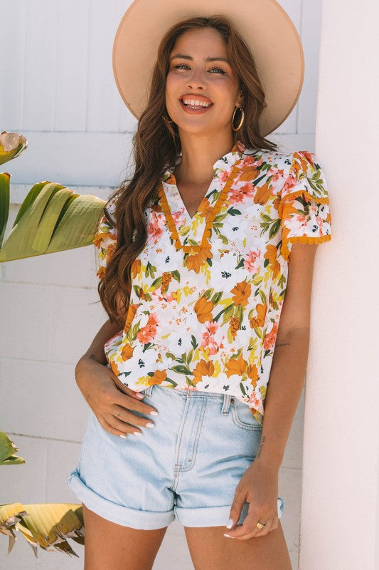 Ailany Short Sleeve Floral Blouse boutique women's apparel