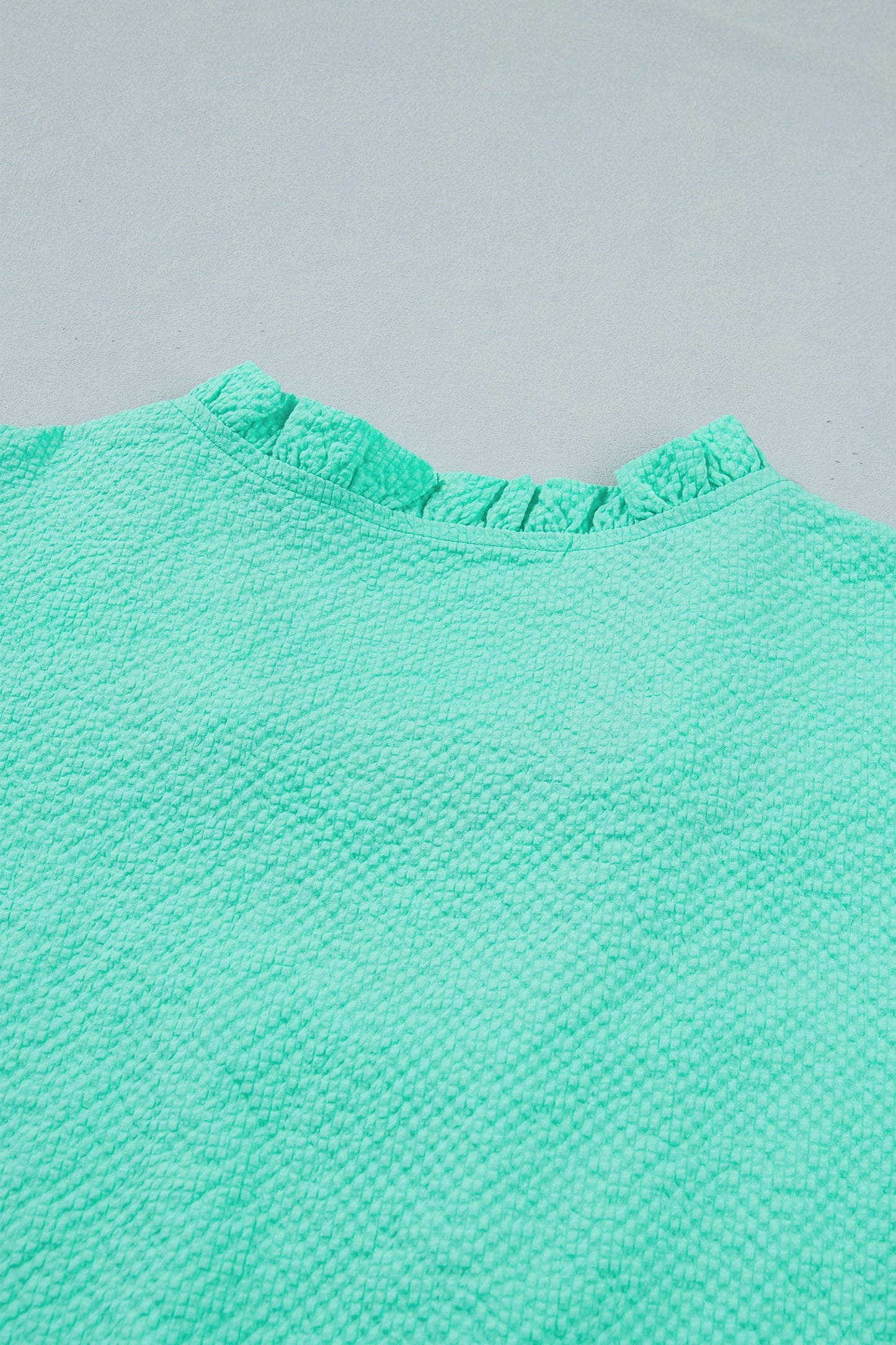 Flower Embroidered Puff Sleeve Frilled V-Neck Blouse