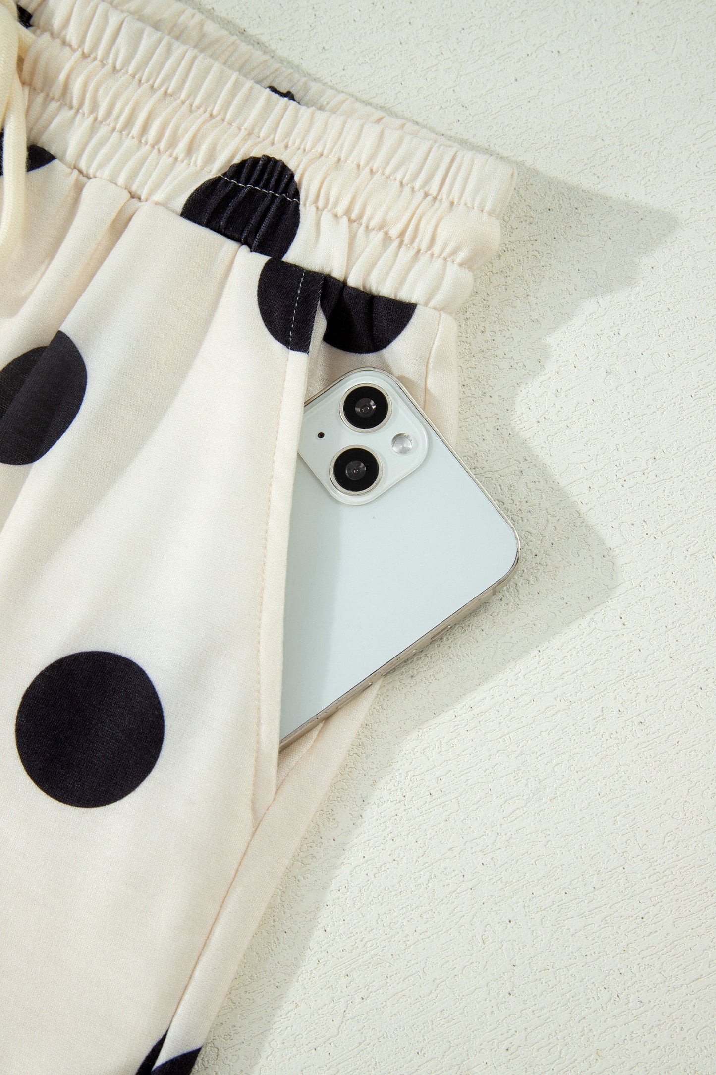 Polka Dot V-Neck Tee & Drawstring Shorts Set