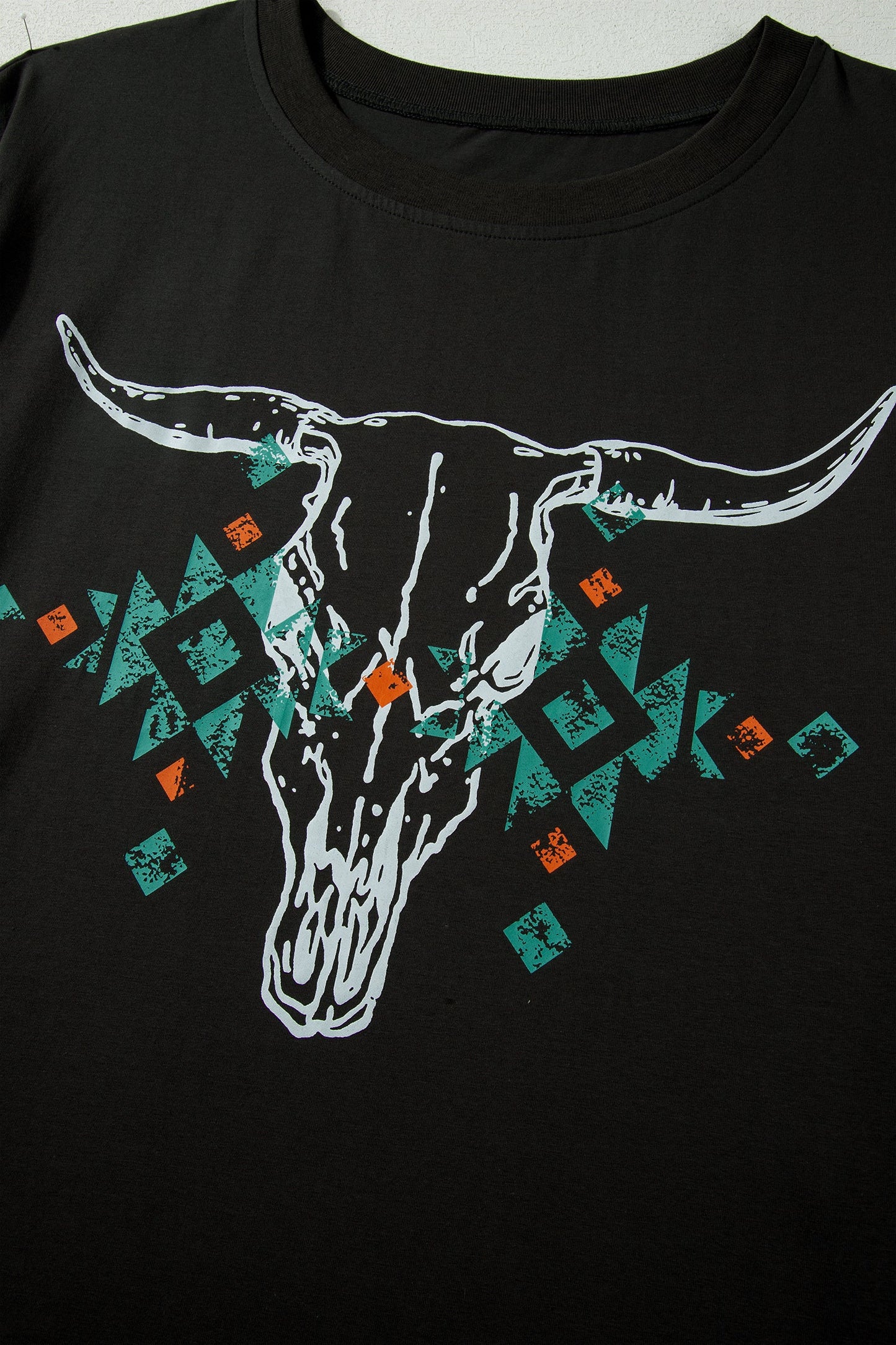Plus Size Western Aztec Bull Skull T-Shirt