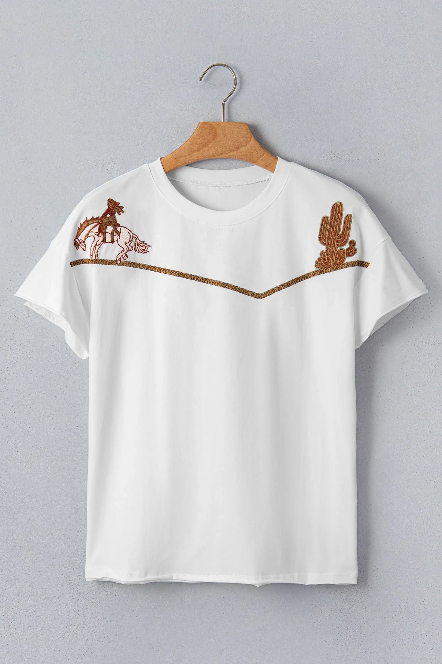 Western Cowboy & Cactus Embroidered Tee