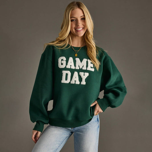 Green Game Day Terry-Embroidered Sweatshirt