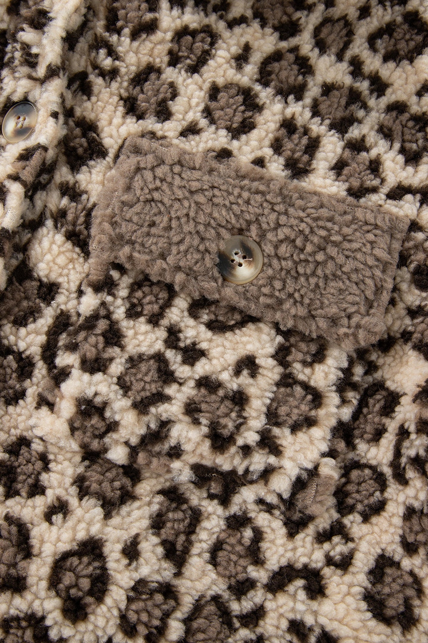Leopard Sherpa Patchwork Flap Pocket Buttoned Jacket