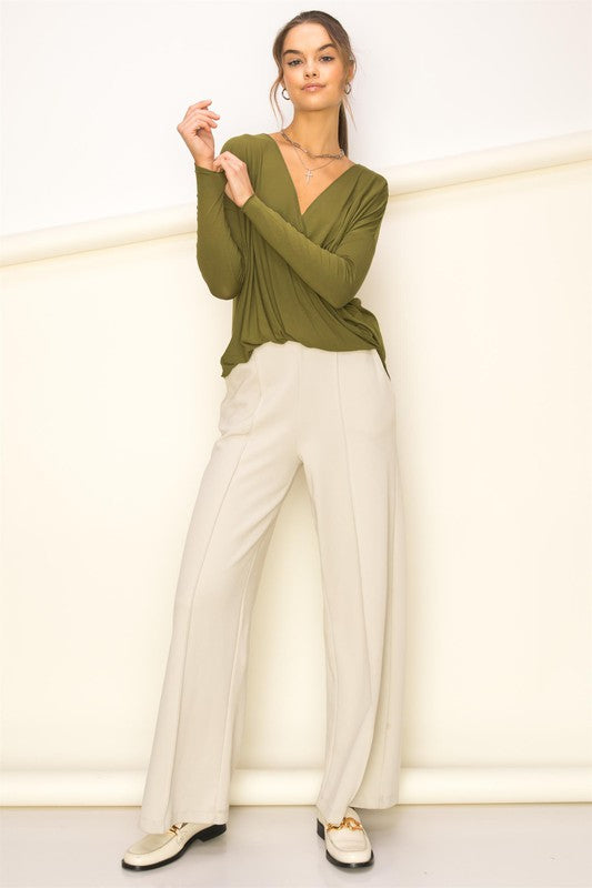 Enticing Endeavors Long Sleeve Surplice Top