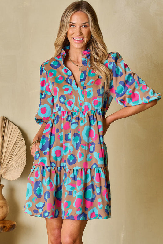 Emerie Sleeve Slit Ruffled Dress
