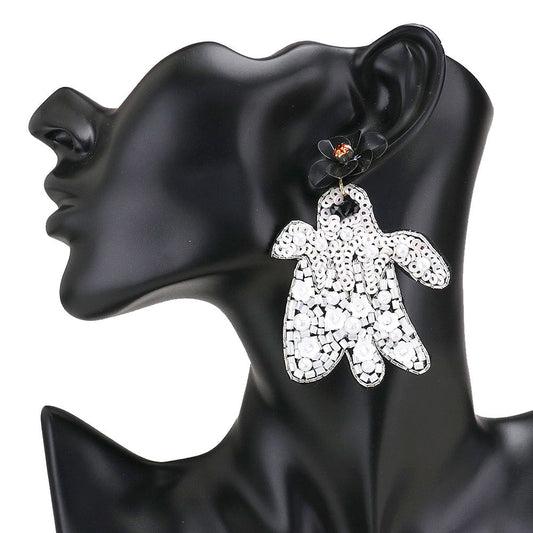 Flower Multi Bead Ghost Earrings Halloween Earrings