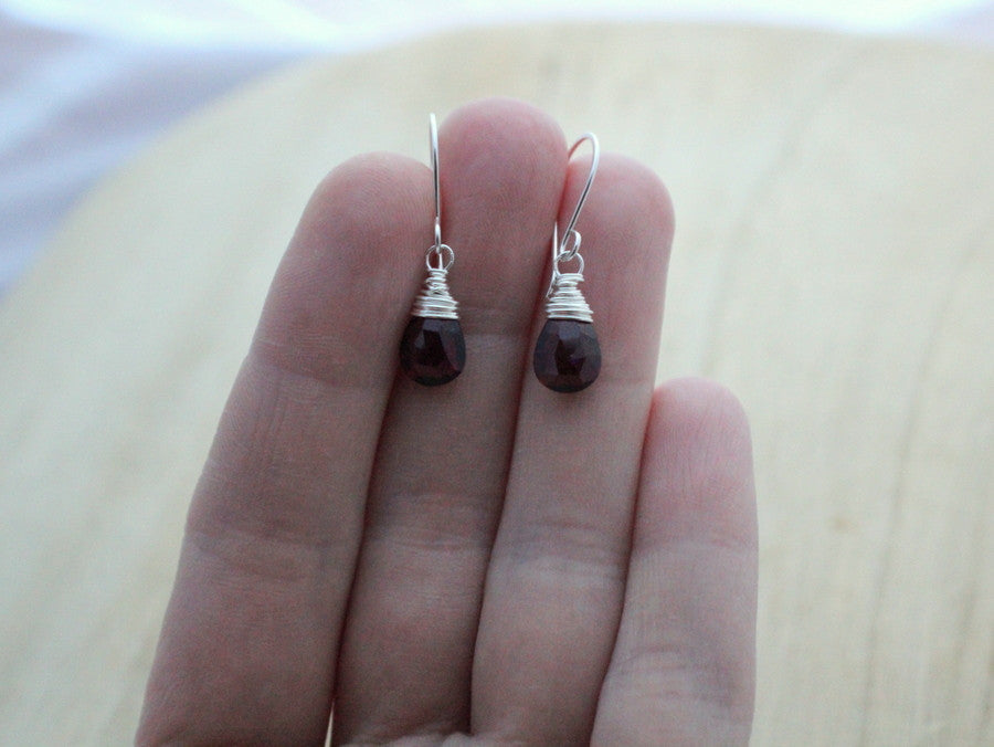 Garnet Silver Drops