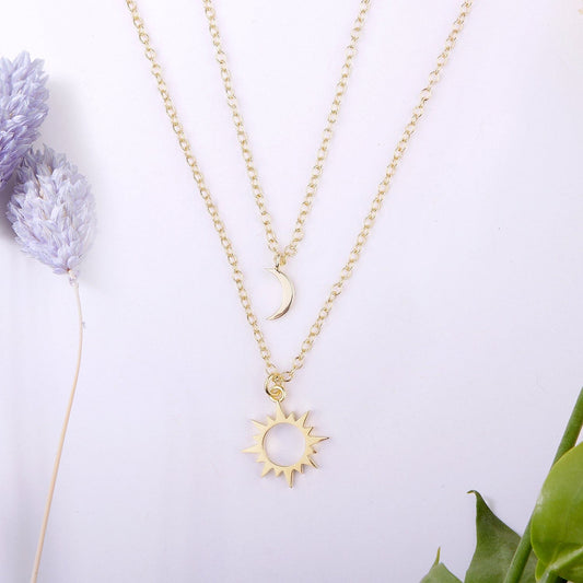 Gifts for Women Sun and Moon Pendants Necklace Set