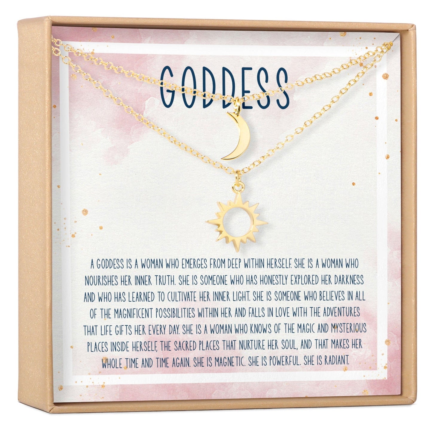 Goddess Sun and Moon Pendants Necklace Set