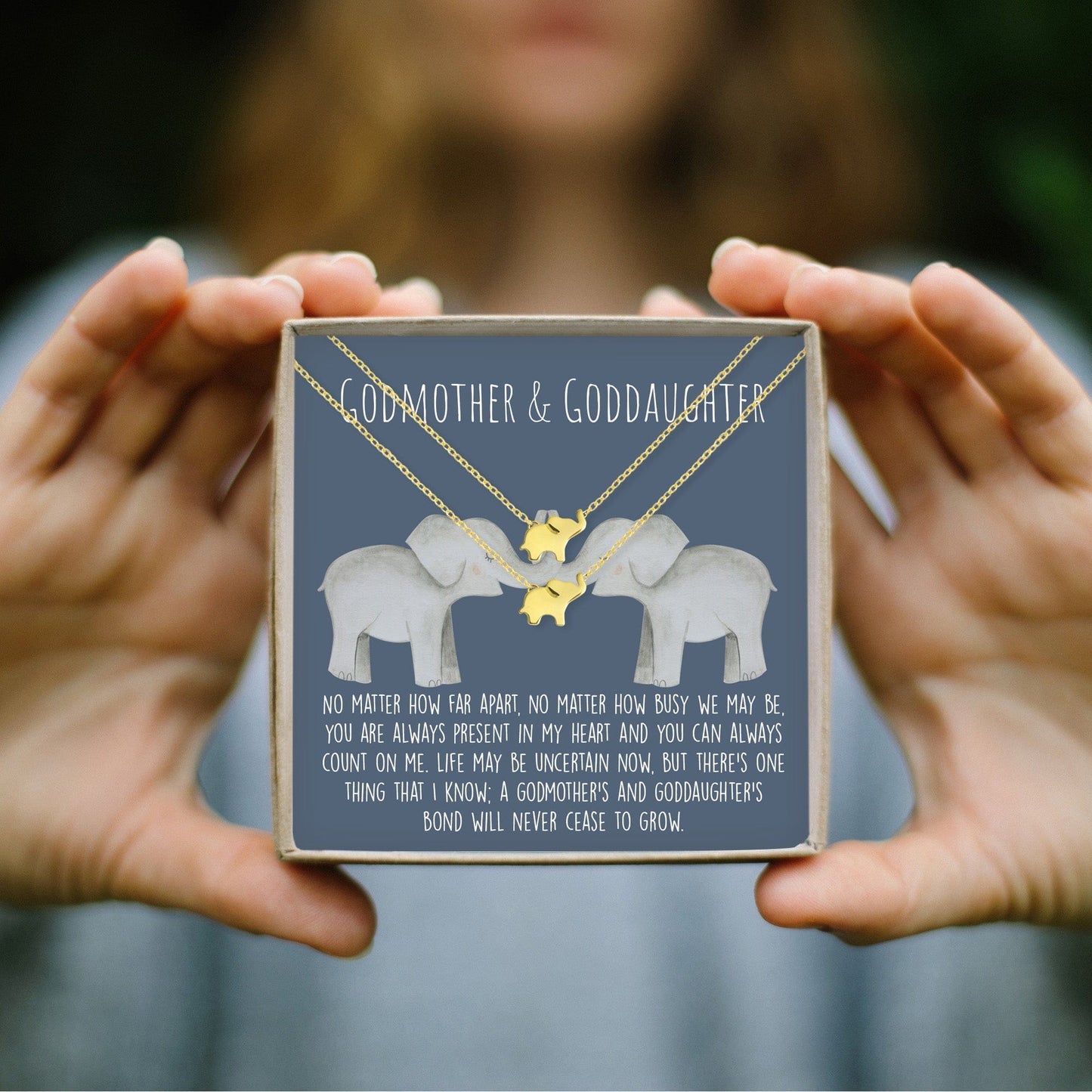 Godmother-Goddaughter Elephant Necklace Set
