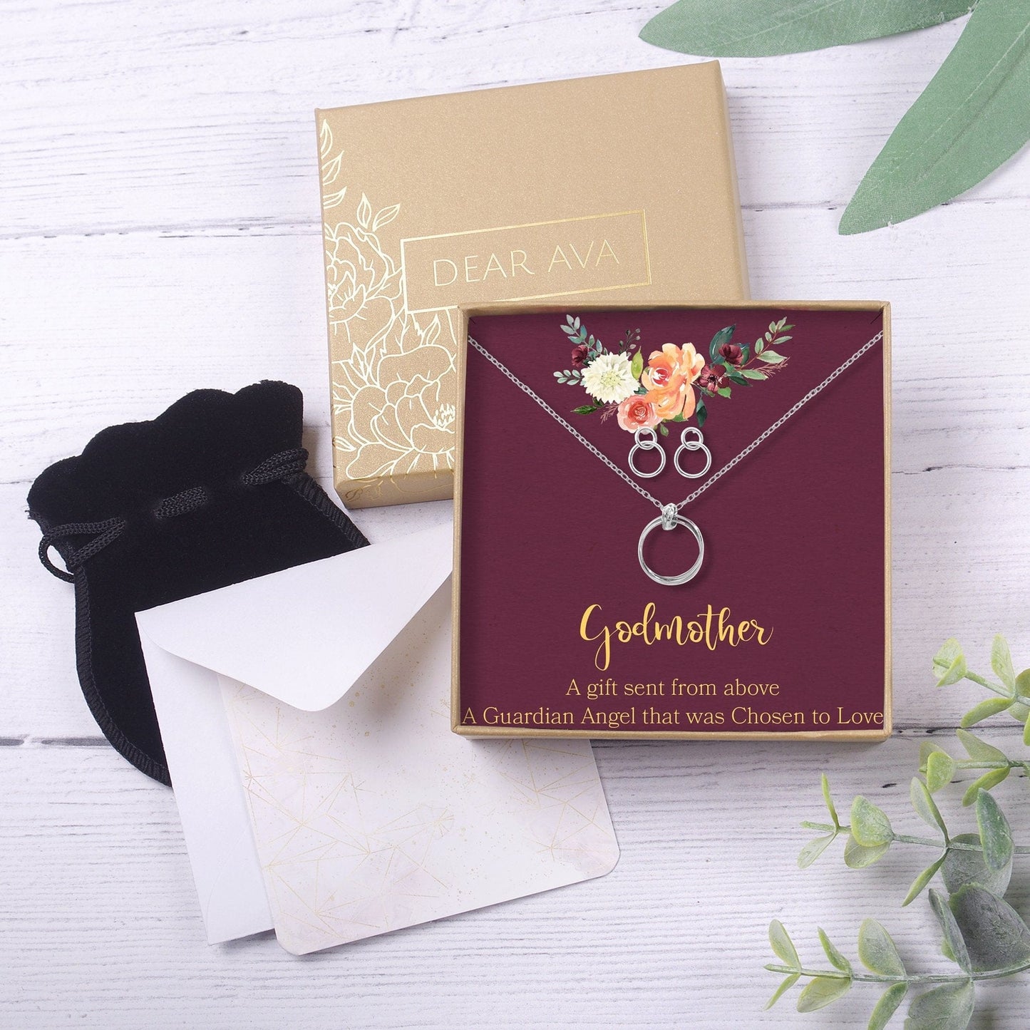 Godmother Linked Circles Earring and Necklace Jewelry Set