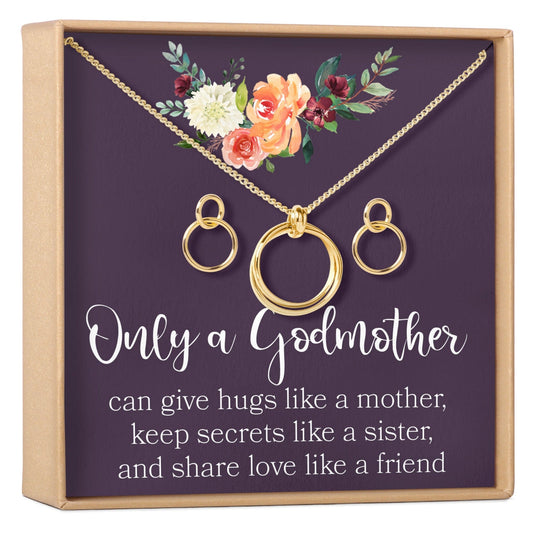 Godmother Linked Circles Earring and Necklace Jewelry Set