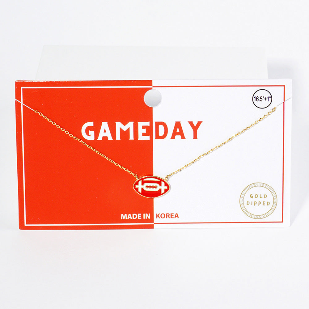 Gold Dipped Gameday Enamel Football Pendant Necklace
