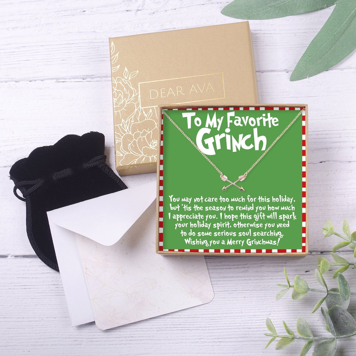 Grinch Christmas Double Intersecting Arrows Necklace