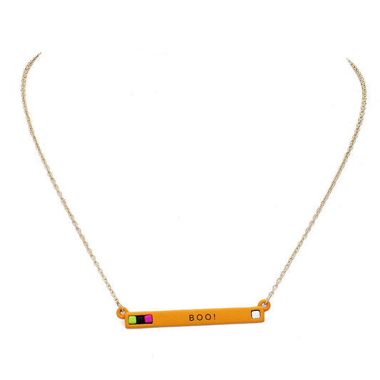 Halloween Boo Bar Cube Resin Pendant Necklace Earring Set
