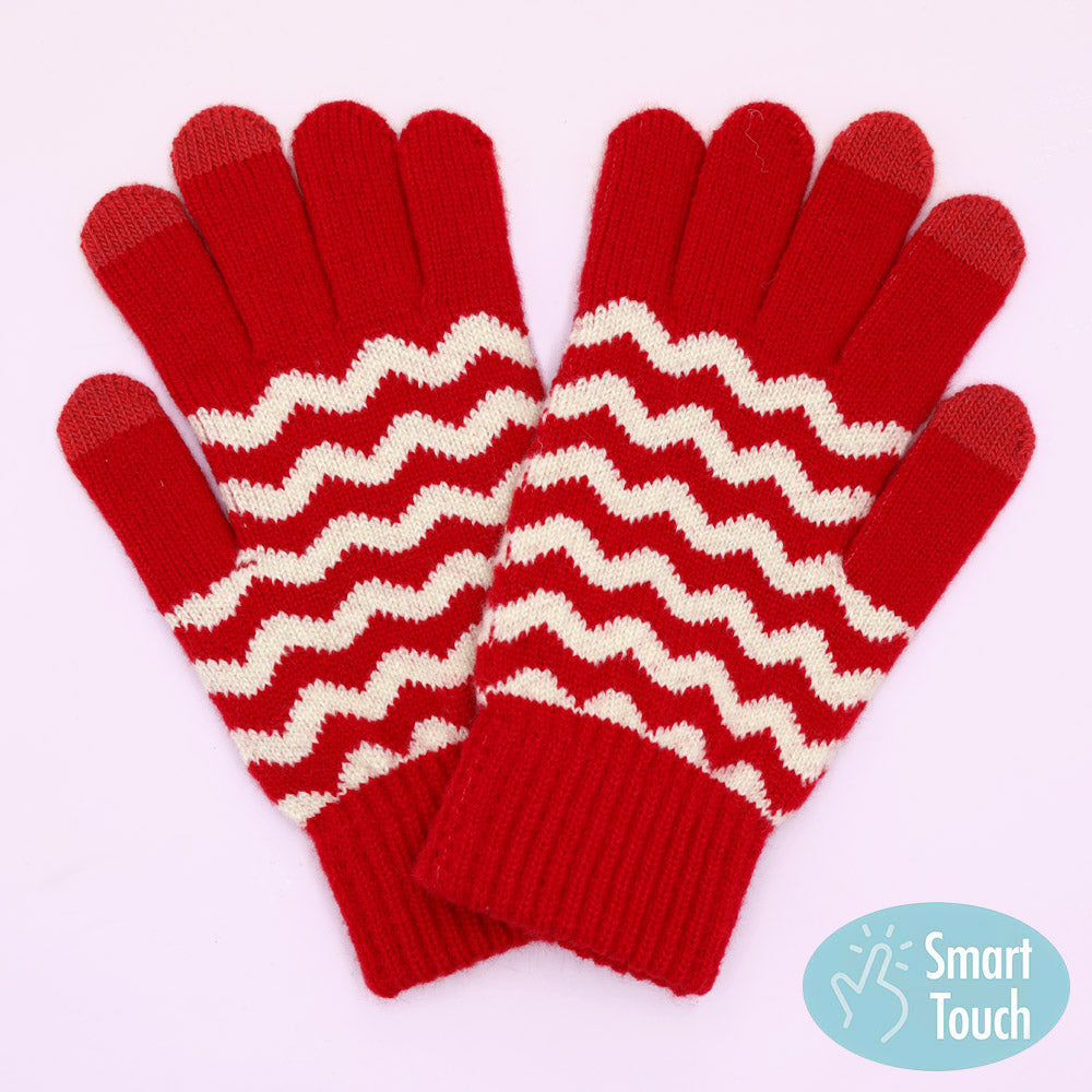 Holiday Chevron Pattern Smart Touch Winter Gloves