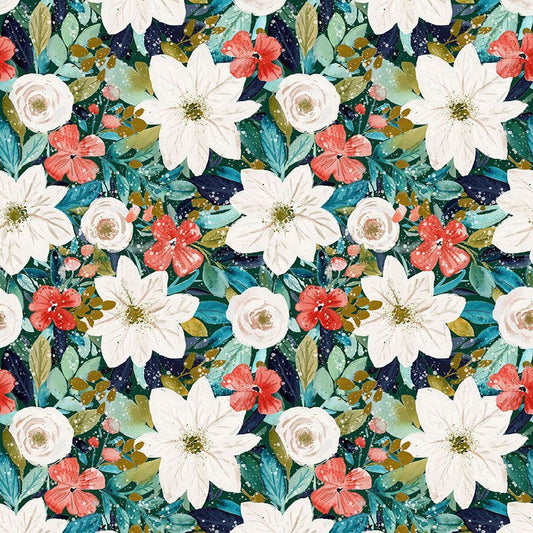 Winter Floral Vintage Dress