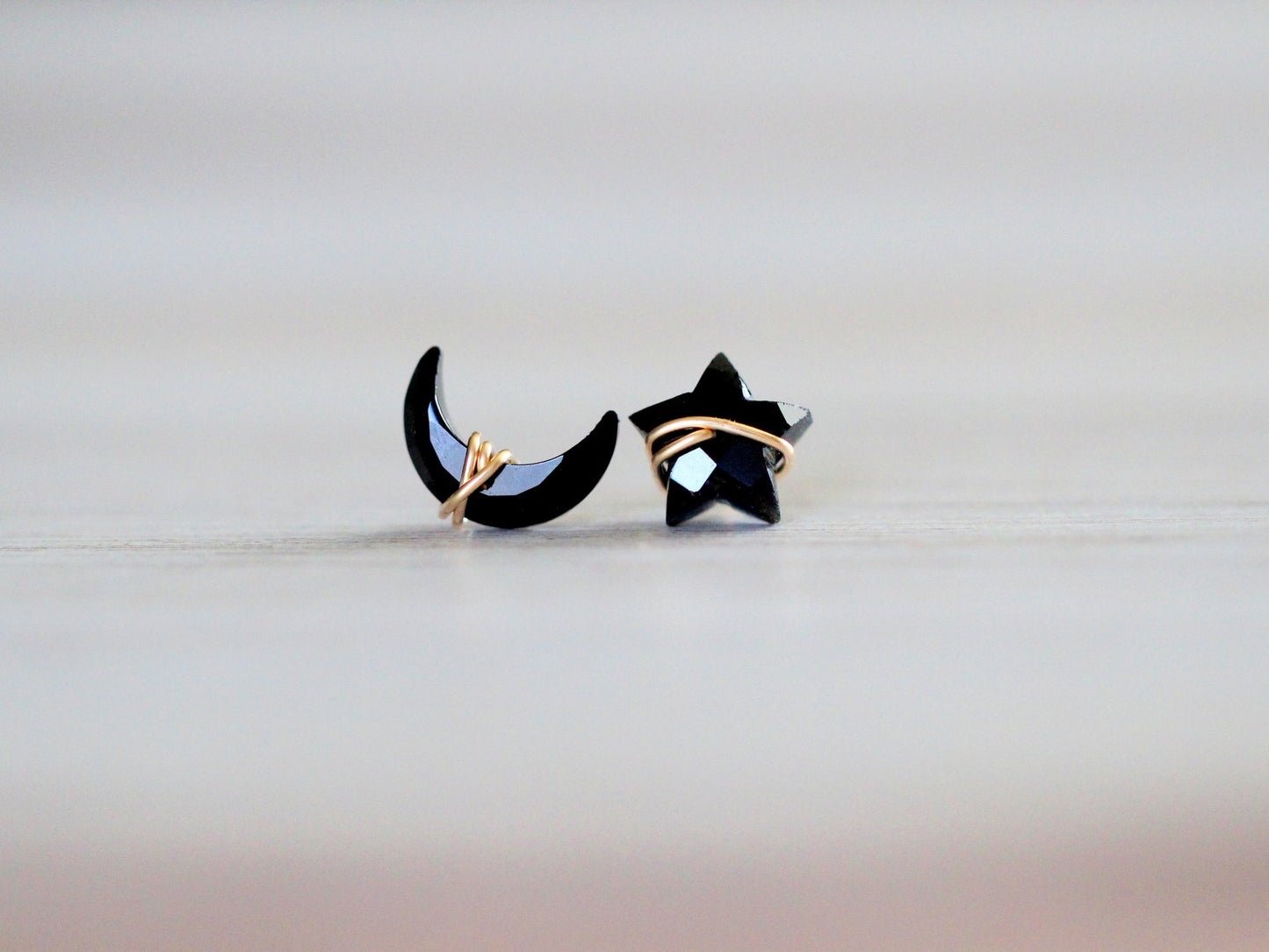 Moonbeam + Stardust Studs - Black Agate