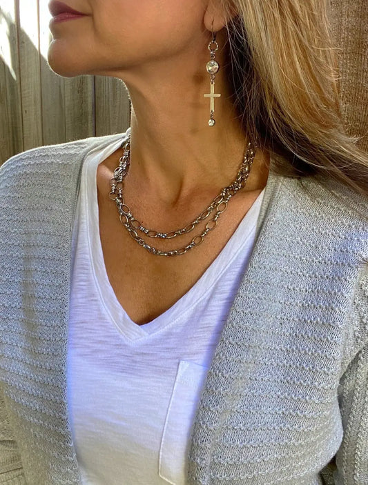 SILVER CROSS EARRINGS