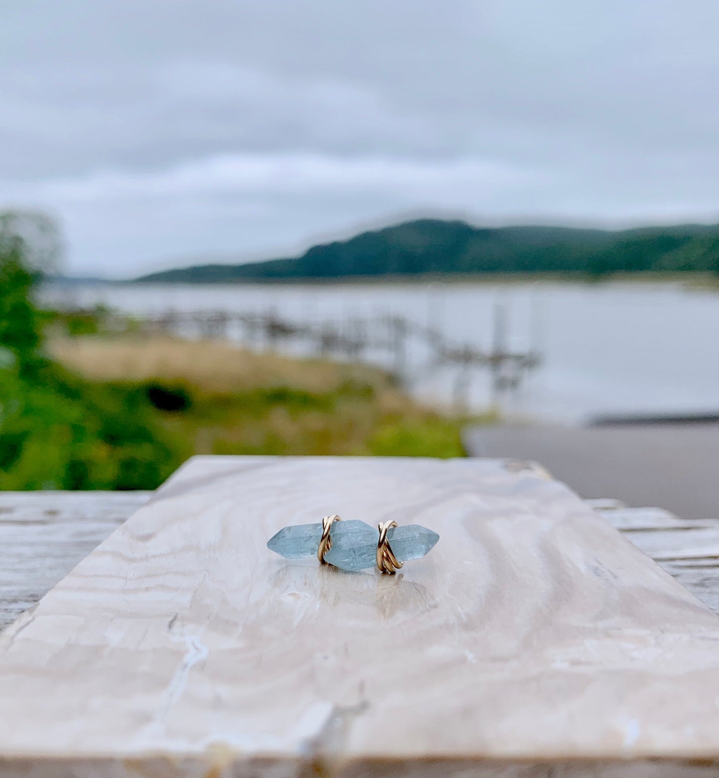 Crest Studs - Aquamarine