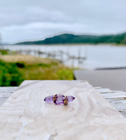 Crest Studs - Amethyst