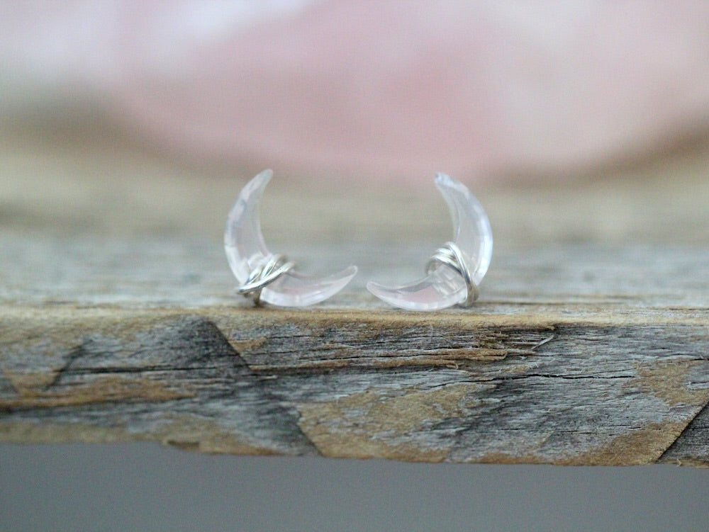 Moonbeam Studs - Rose Quartz