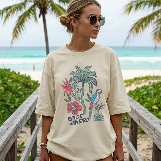 Rio de Janeiro Tropical Graphic Tee – Comfort Colors Inspired Vacation Shirt | Beach, Resort & Summer Travel Tee