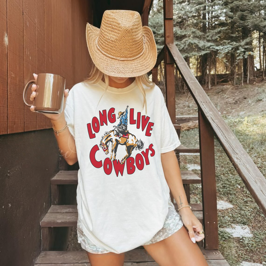Long Live Cowboys Graphic Tee – Vintage Rodeo Western Shirt