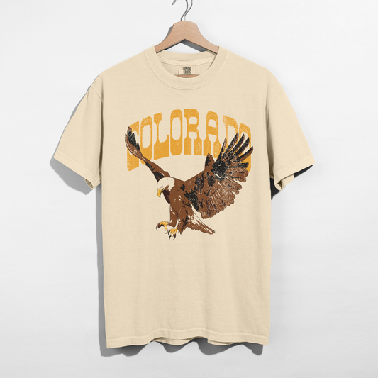 Colorado Eagle Graphic Tee | Vintage Western T-Shirt | Americana Eagle Shirt | Neutral Comfort Colors Tee