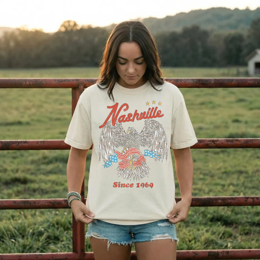 Nashville Graphic Tee – Vintage Eagle Shirt, Country Concert Outfit
