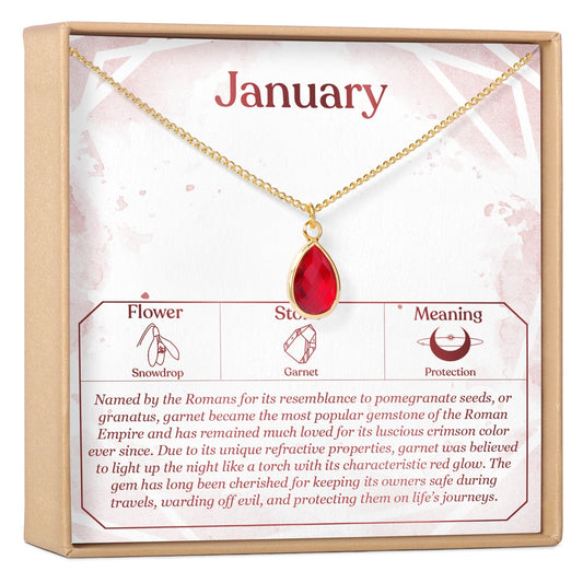January Birthday Birthstone Garnet Necklace