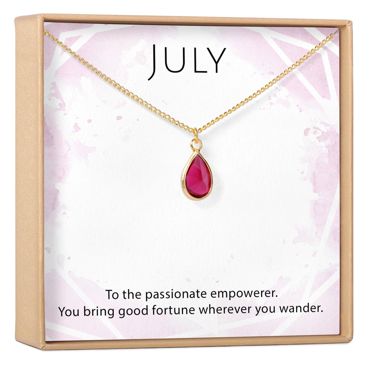 July Birthstone / Ruby Crystal Charm Necklace