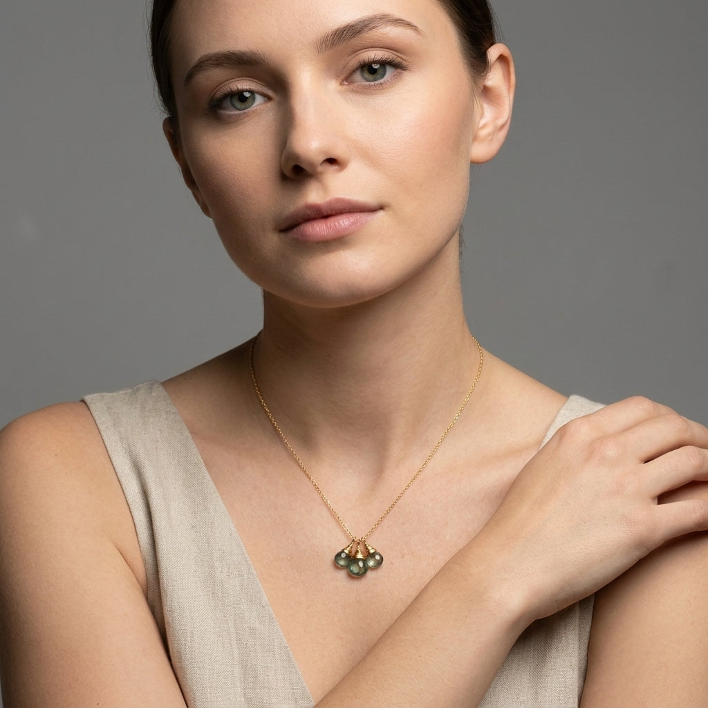 Moss Aquamarine Trio Necklace