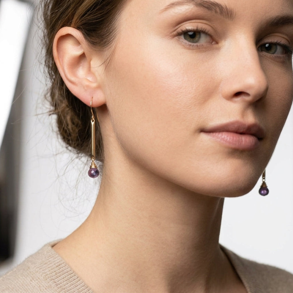 Amethyst Bar Earrings