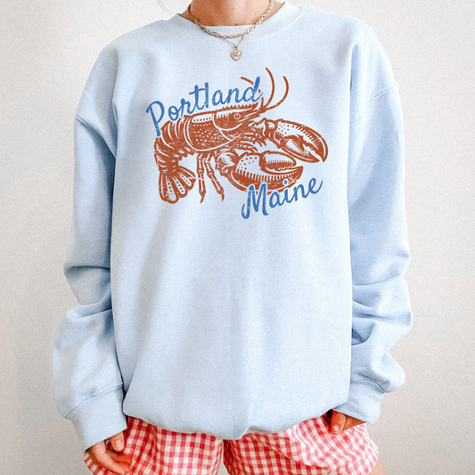 Portland Maine Lobster Crewneck Sweatshirt | Coastal Graphic Pullover
