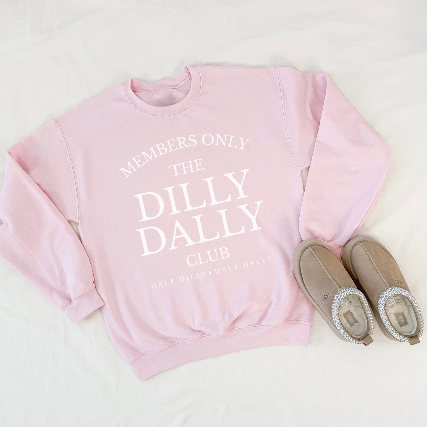 Dilly Dally Club Crewneck Sweatshirt – Members Only Cozy Graphic Pullover
