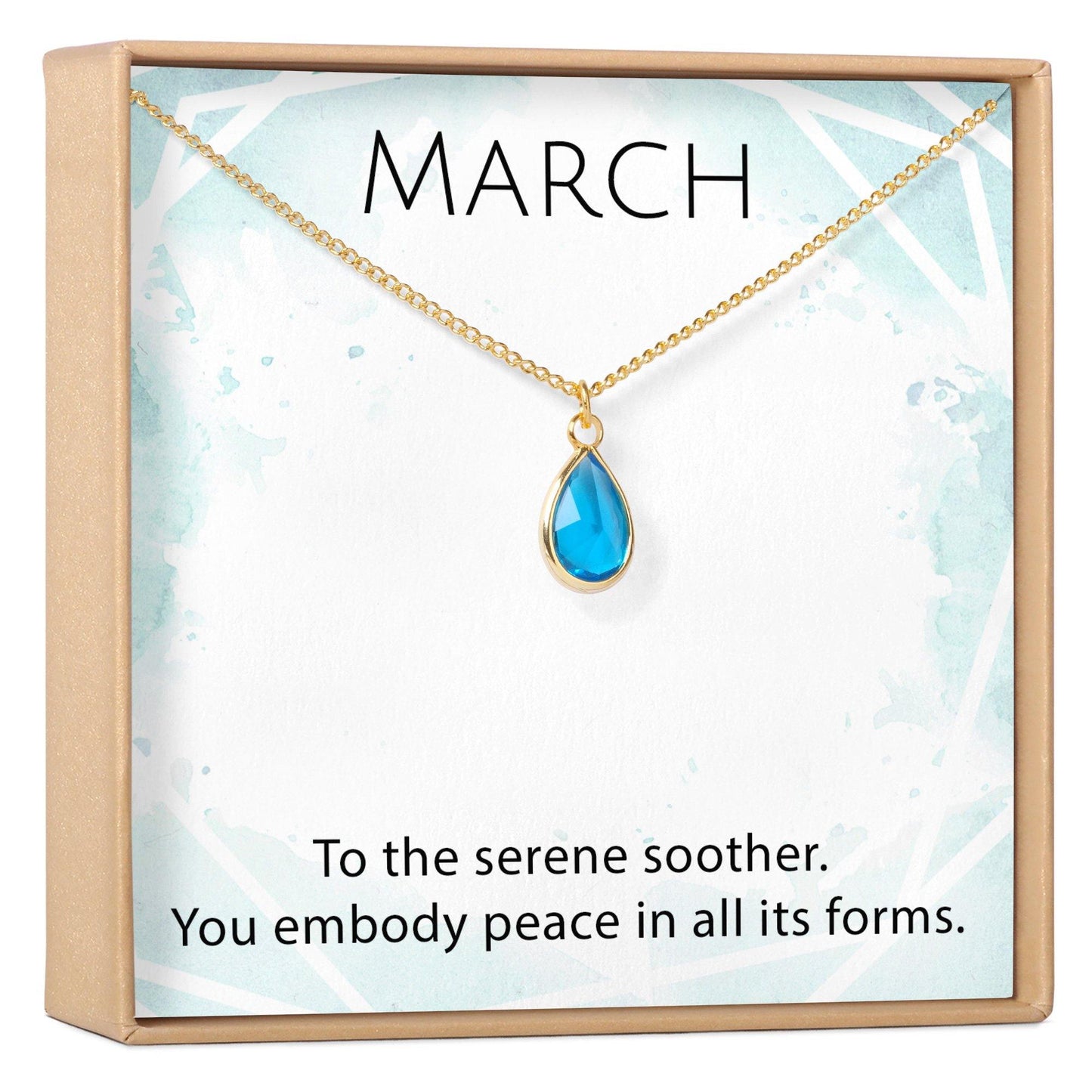 March Birthstone / Aquamarine Crystal Charm Necklace