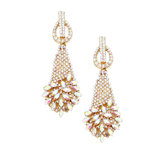 Marquise Stone Cluster Accented Evening Earrings