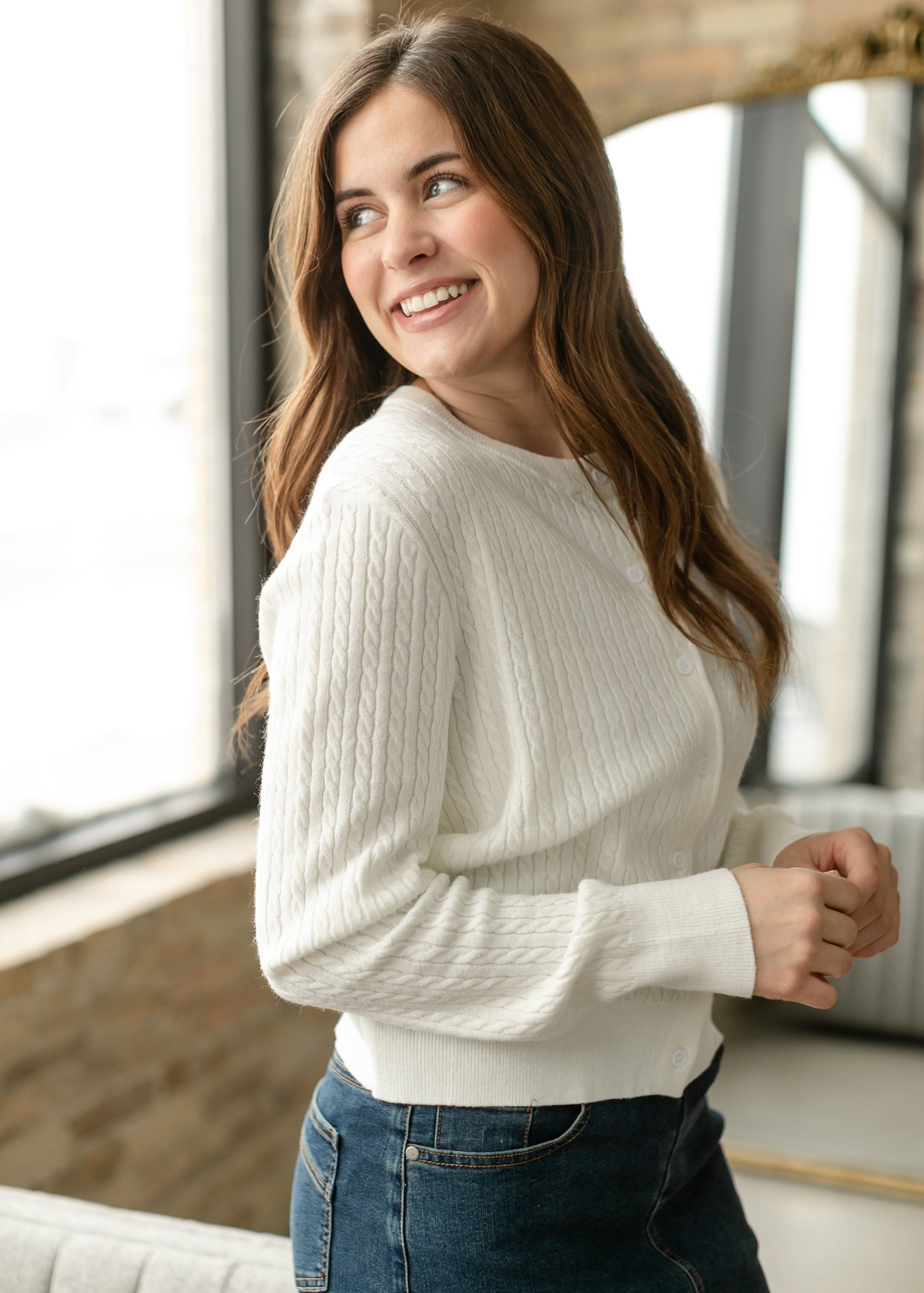 Mason White Button up Cardigan Top