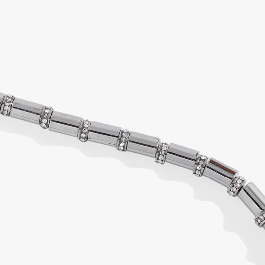 Tube Bead and Crystal Chain Bracelet