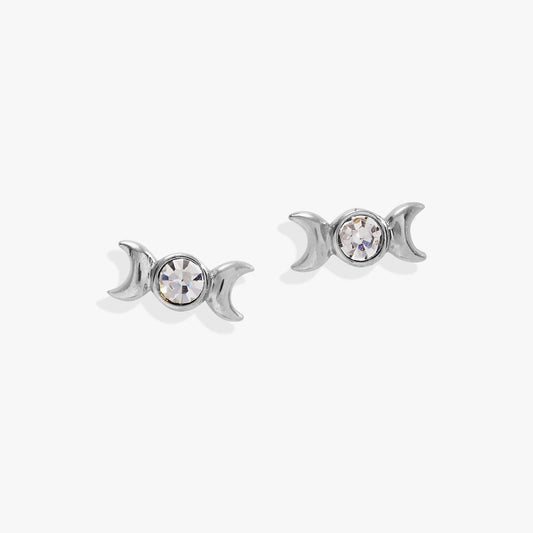 Crystal Lunar Phase Mini Stud Earrings