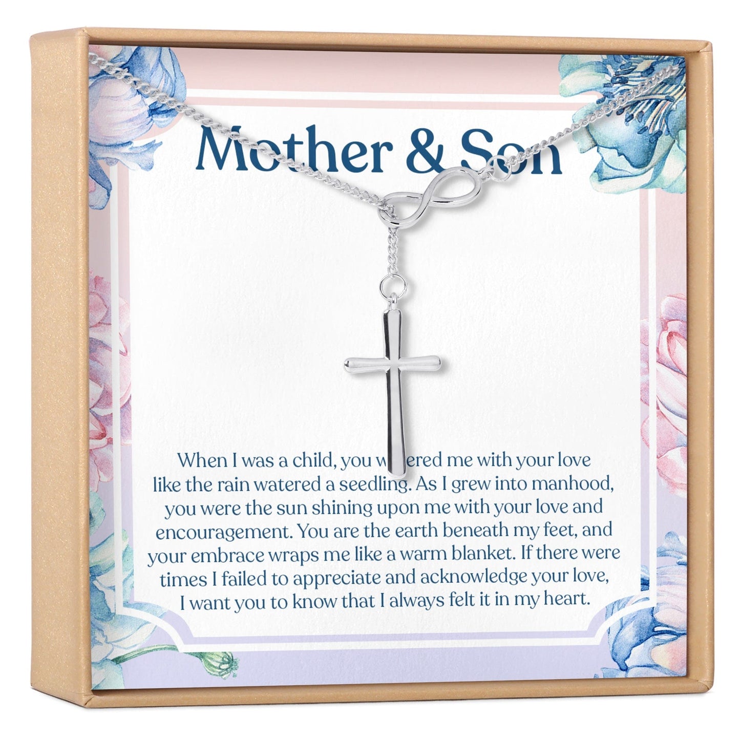 Mother and Son Infinity Cross  Necklace