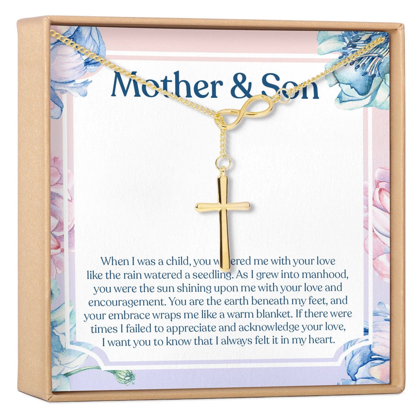 Mother and Son Infinity Cross  Necklace