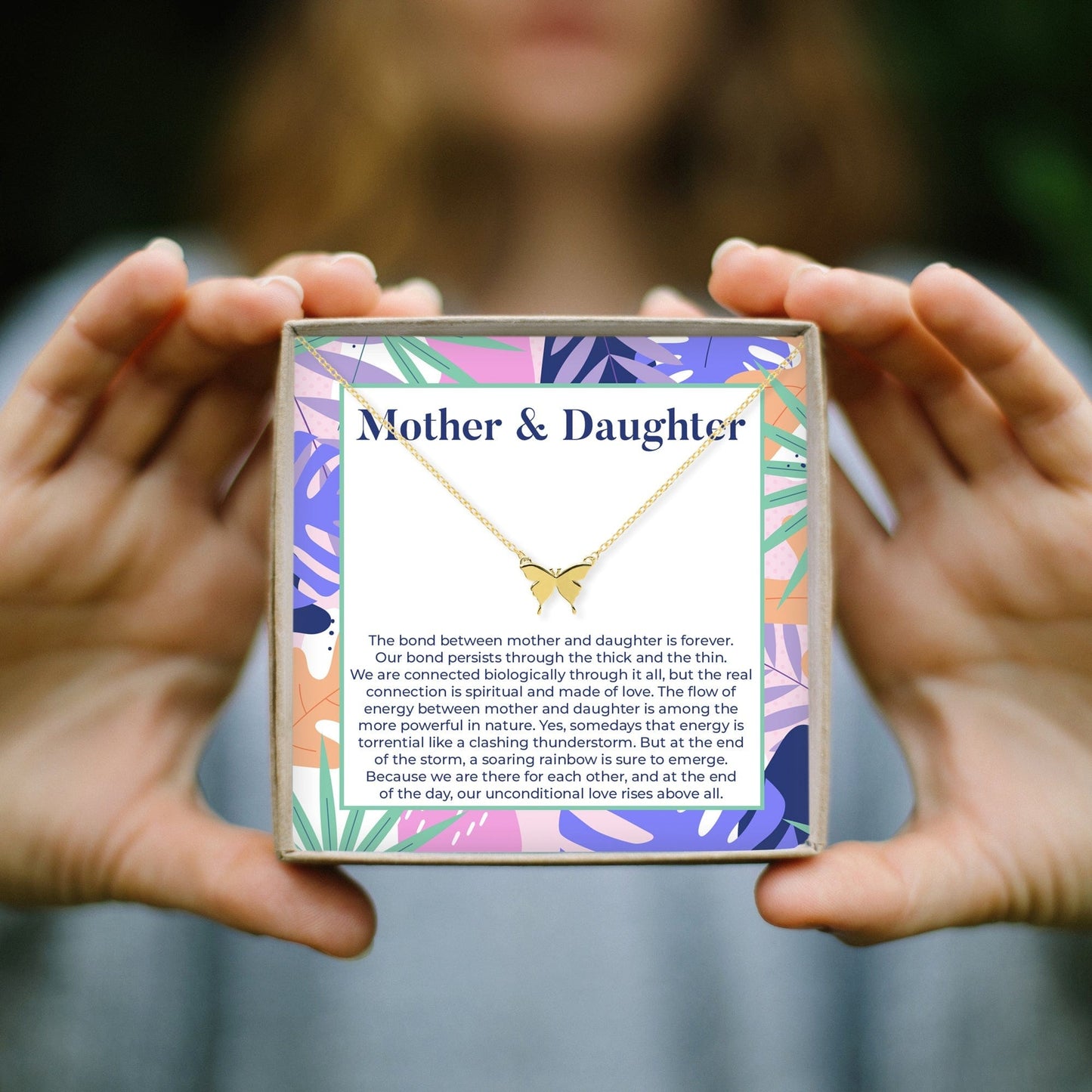 Mother & Daughter Butterfly Pendant Necklace