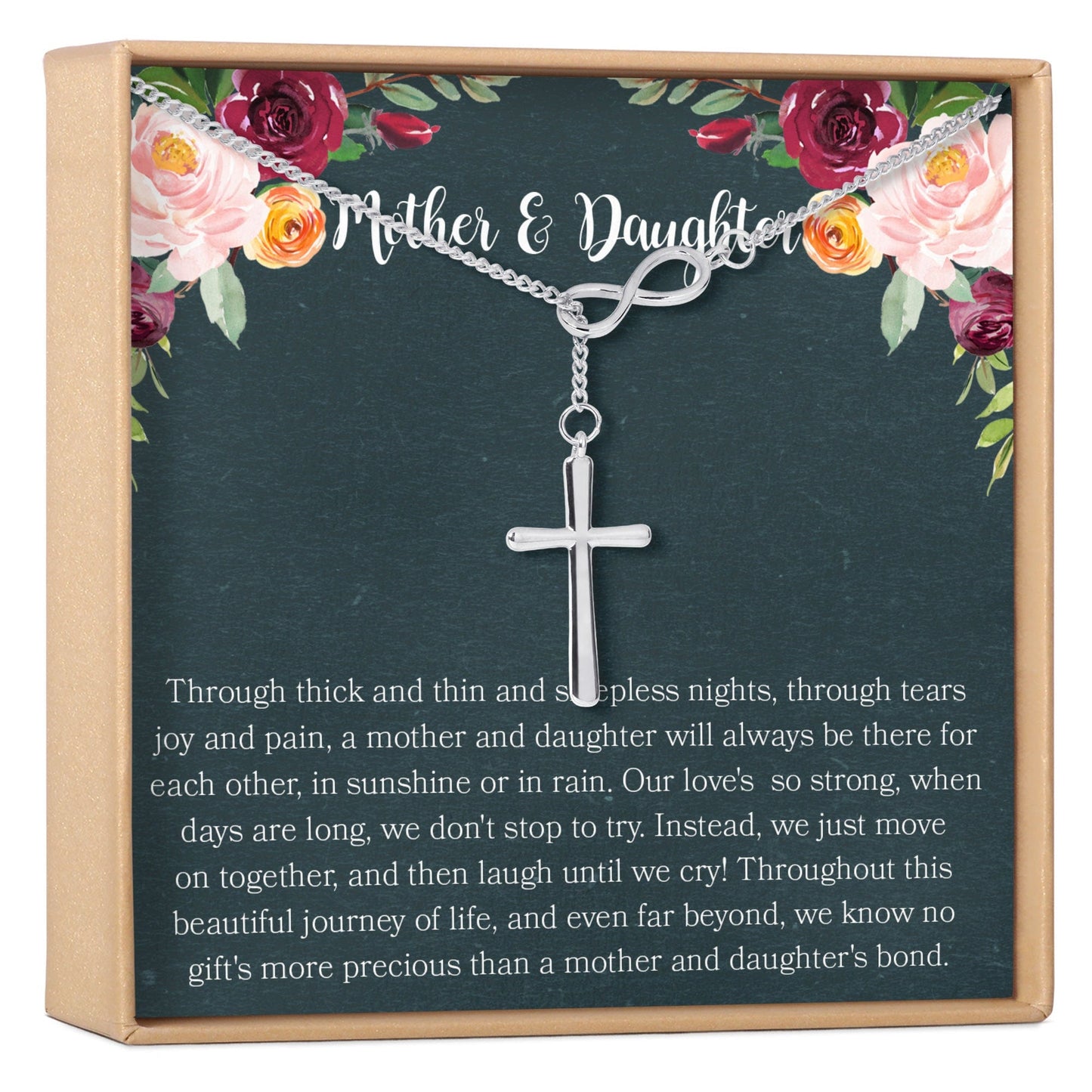 Mother & Daughter Infinity Cross  Necklace